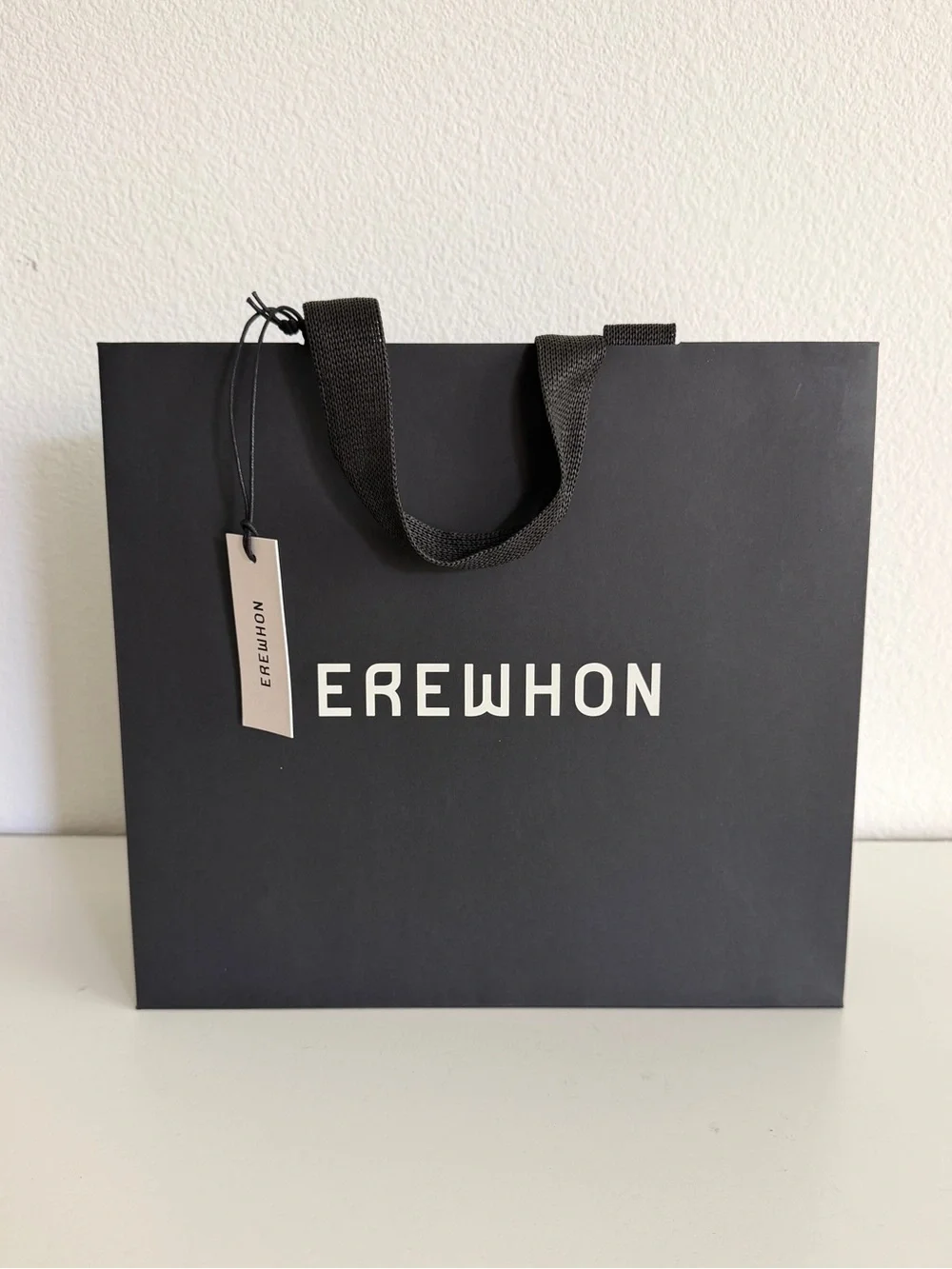 Erewhon Luxury Shopping Gift Bag Black Paper Bag w/ Tag 11” x 9.5”